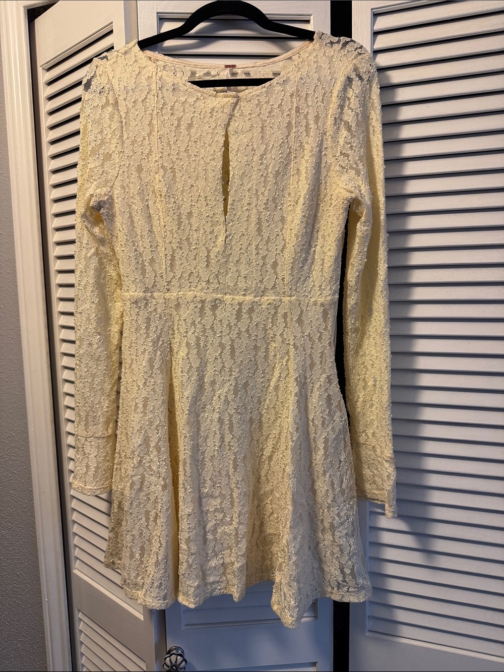Free People Cream Lace Long-Sleeve Skater Dress